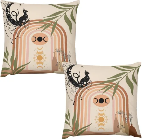Miniatura 47 de Juego de 2 fundas de almohada florales retro de los años 70, Groovy Funky Hippie Flor Naranja Estética Boho Fundas de Almohada de 16 x 16 pulgadas
