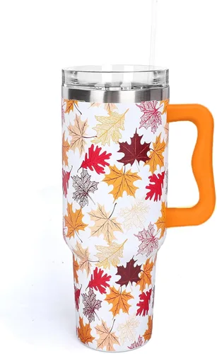 Miniatura 16 de Whaline Vaso patriótico del 4 de julio de 40 oz con asa, pajita y tapa, estrellas y rayas en rojo, azul y bandera de EE. UU., vaso de viaje del día