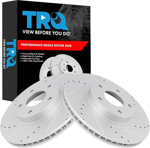Miniatura 333 de TRQ Juego de rotores de freno de rendimiento trasero con revestimiento G premium compatible con Mazda 6 2014-2021