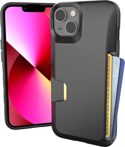 Smartish - Funda tipo cartera para iPhone 13, diseño de cartera volumen. 1 tarjetero de crédito [delgado + protector] – Lazo negro traje de noche