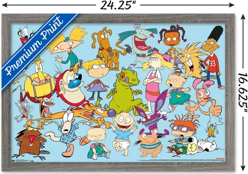 Miniatura 3 de Trends International Póster de pared de personajes de Nickelodeon, 14.725 x 22.375 pulgadas, versión enmarcada de madera de granero
