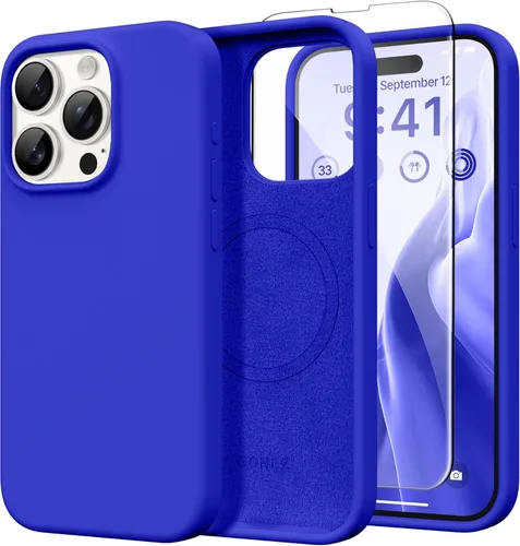 Miniatura 49 de GONEZ Funda de silicona para iPhone 14 Pro Max, compatible con MagSafe, con protector de pantalla + protector de lente de cámara, silicona líquida a