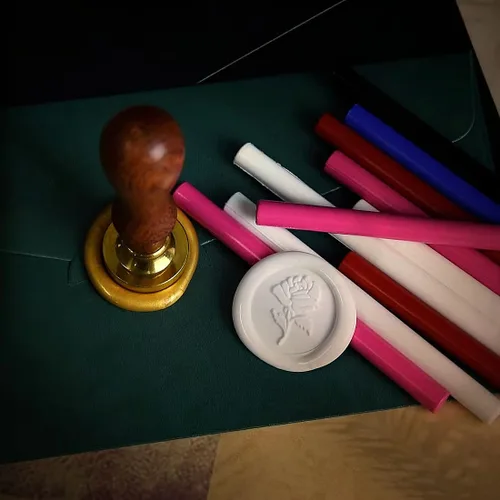 Miniatura 5 de 16 piezas de mini pistola de pegamento para sello de cera para sello de cera, oro ámbar, ideal para invitaciones de boda, tarjetas, sobres, paquetes