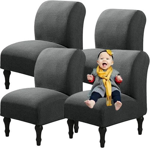 Miniatura 22 de Fundas elásticas para silla sin brazos, extraíbles y lavables, de elastano jacquard sin reposabrazos, protector de muebles para sala de estar, Verde