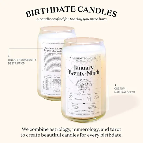Miniatura 2 de Velas con fecha de nacimiento, 28 de octubre, velas perfumadas del zodiaco de Escorpio, regalo de cumpleaños, aroma a bergamota, canela y caoba
