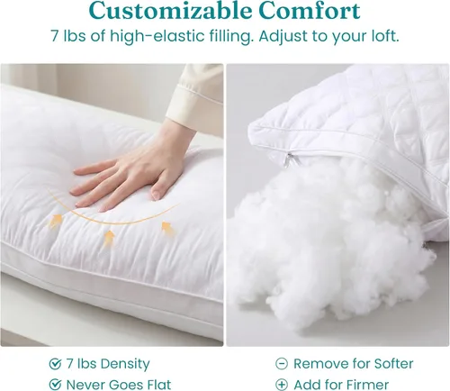 Miniatura 4 de Oubonun - Almohada de cuerpo completo para dormir - Almohada corporal ajustable firme y esponjosa para adultos - Almohada larga y grande