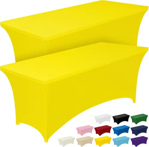 Miniatura 11 de Pureegg - Juego de 2 manteles de elastano ajustables de 1,2 m para mesas rectangulares, mantel elástico y sin arrugas para mesa de masajes, fiestas