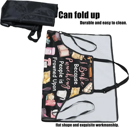 Miniatura 7 de PXTIDY Delantal de hornear para panaderos I Bake Because Punching People is Fruncir al fruncir el ceño en el delantal ajustable con bolsillos