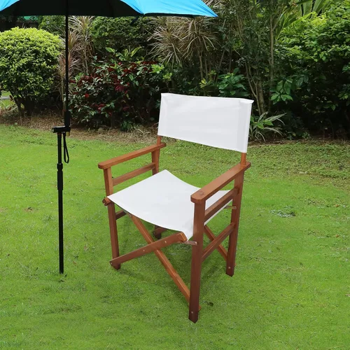 Miniatura 7 de 2-Piece Set of White Wood Canvas Folding Chairs - Natural Populus Wood, Foldable Design & Sturdy Construction, Breathable Seat for Comfort, Easy to