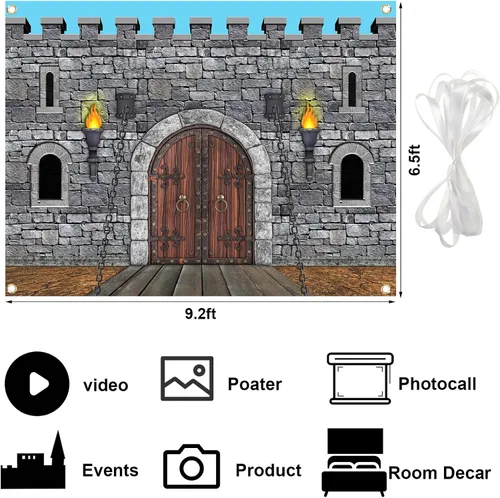 Tranqun Decoraciones de Fiesta Medievales Telón de Fondo de Castillo Telón de Fondo de Pared de Caballero Guardianes del Castillo Decoraciones para