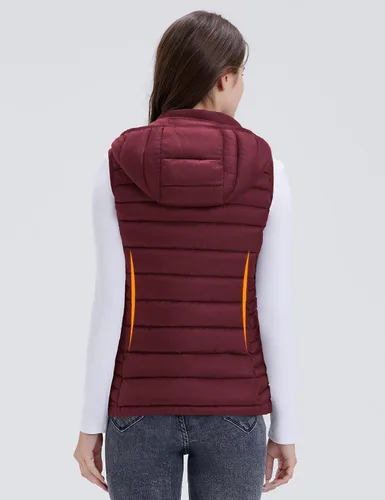 Miniatura 3 de SLOWTOWN Chaleco acolchado ligero y plegable para mujer con capucha desmontable