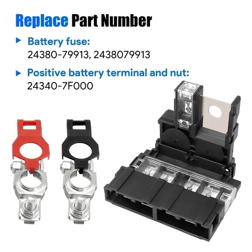 Miniatura 2 de Fusible de batería y abrazadera de terminal de batería positiva 24340-7F000 compatible con Nissan 350Z 2003-2009 NV200 2013-2022 para Infiniti FX35