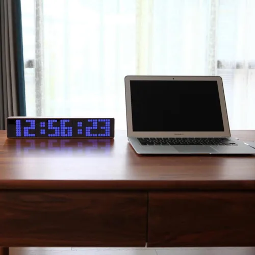 Miniatura 6 de Adventurers Relojes despertadores digitales para dormitorios, relojes de nogal negro para sala de estar con números grandes, brillo automático