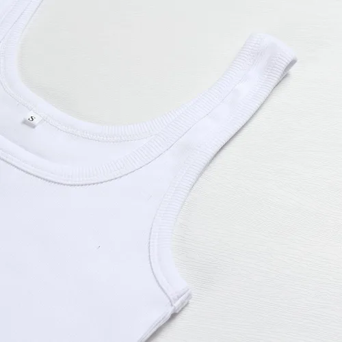Miniatura 2 de Artfish Camiseta sin mangas con cuello redondo para mujer, de punto acanalado, ajustada, casual