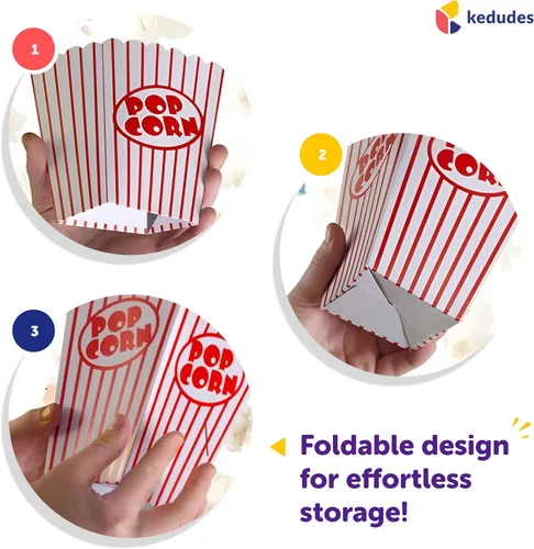 Miniatura 4 de Paquete de 40 cajas de palomitas de maíz de noche de cine para fiesta, bolsas de papel rojo y blanco de 11 onzas para máquina de palomitas de maíz