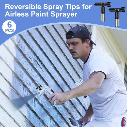 Miniatura 7 de Puntas de pulverización, 6 puntas de rociador de pintura sin aire, puntas de pulverización reversibles para máquina pulverizadora de pintura sin