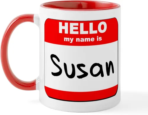 Miniatura 13 de CafePress Taza de café de cerámica con texto en inglés «Hello My Name Is Mary», de 11 oz (11.0 fl oz)