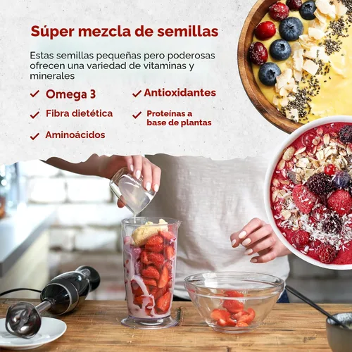 Miniatura 4 de Barlean's Mezcla Orgánica de Semillas de Lino, Chía y Coco con 2,330 mg de Ácidos Grasos Omega 3, Suplemento de Fibra con Semillas de Chía Enteras