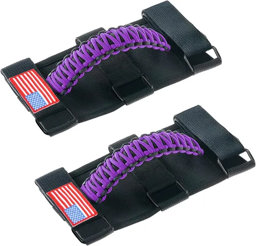 Miniatura 15 de Savadicar Paquete de 4 Asas de Agarre de Barra Enrollable Compatible con 1955-2023 Jeep Wrangler CJ YJ TJ JK JL 4XE & Gladiator JT, Soporte de Negro