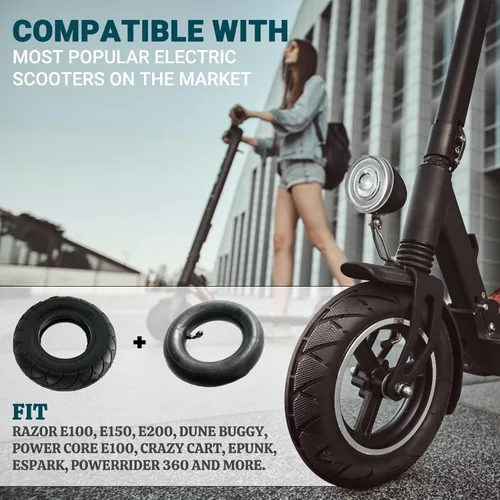 Miniatura 3 de AR-PRO 200 x 50 / 8 x 2 pulgadas Juego de 2 neumáticos y 2 tubos interiores – Tubo de neumático para scooter eléctrico compatible con Razor E100