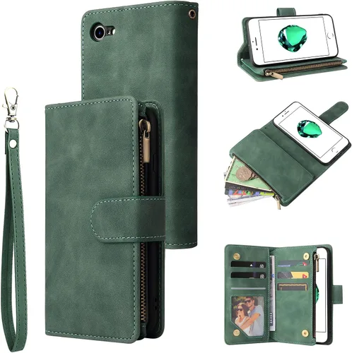 Miniatura 15 de UEEBAI - Cartera clásica de cuero sintético con cierre magnético, funda de iPhone con cierre