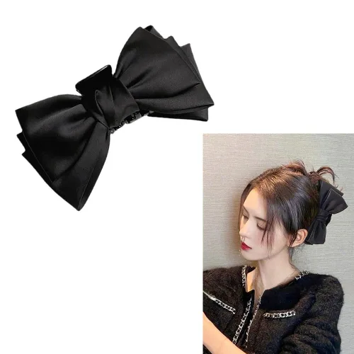 Pinzas de pelo negras con lazo para mujeres y niñas, pasadores antideslizantes de 5 pulgadas para cabello grueso o fino