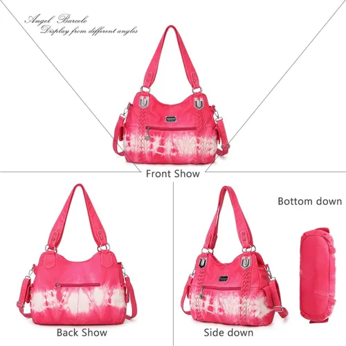 Miniatura 63 de Angel Barcelo - Bolsa de hombro amplia para mujer, diseño Hobo, cuero lavado