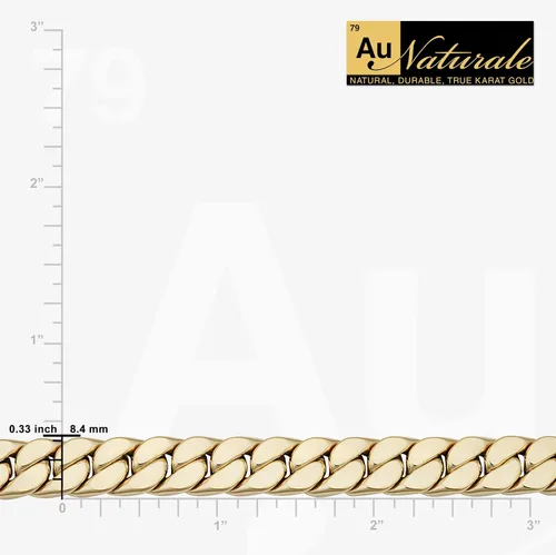 Miniatura 4 de Pulsera de cadena de eslabones cubanos de oro amarillo de 14 quilates (0.331in, 7.5 pulgadas) Fabricado en Italia