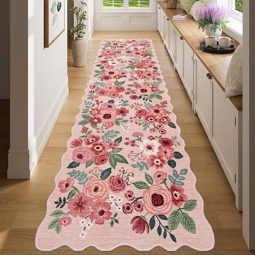 Miniatura 51 de DUKINO Alfombra de área de 6 x 9 pies, alfombra floral para sala de estar, ligera, antideslizante, lavable, alfombra de interior de pelo bajo