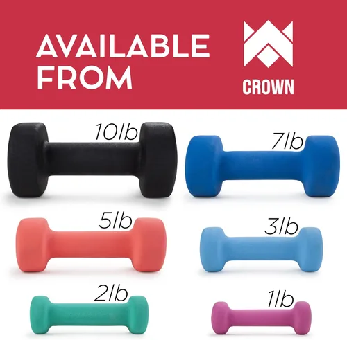 Miniatura 6 de Crown Sporting Goods Juego de 2 pesas de mano para esculpir el cuerpo, juego de mancuernas con revestimiento de neopreno suave, suministros