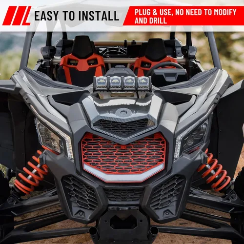 Miniatura 5 de SAUTVS Capó turbo con patrón de fibra de carbono para Can Am X3, diseño frontal de fibra de carbono Turbo Hood Scoop para Can-Am Maverick X3 XDS XRS