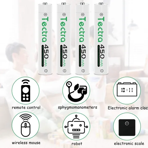 Miniatura 3 de Tectra 2 pilas AAAA, batería recargable Ni-MH AAAA + cargador USB LED para bolígrafo de superficie, lápiz capacitivo activo, vela LED, linterna, CD