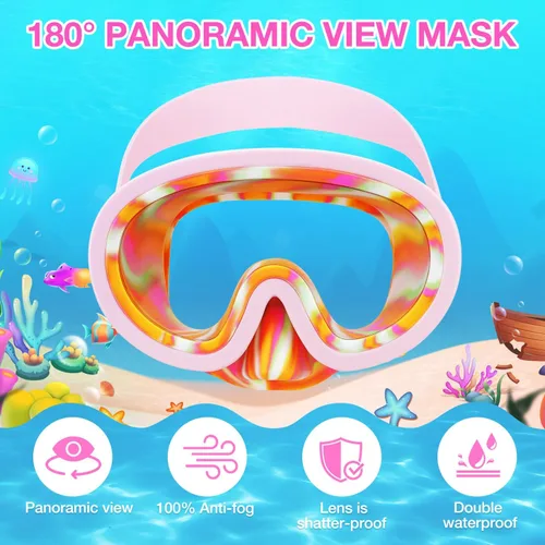 Miniatura 2 de Gafas de natación para niños, máscara de buceo, gafas de snorkel para niños de 3 a 8 años, máscara de buceo