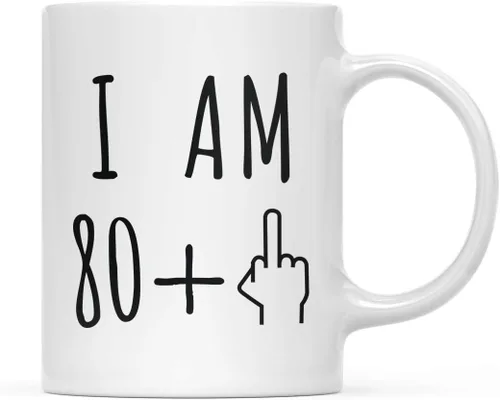 Miniatura 79 de Andaz Press Divertida taza de café de 11 onzas, regalo de broma de cumpleaños, I Am 49 + 1 dedo medio, 1 paquete, ideas de regalo de cumpleaños 50