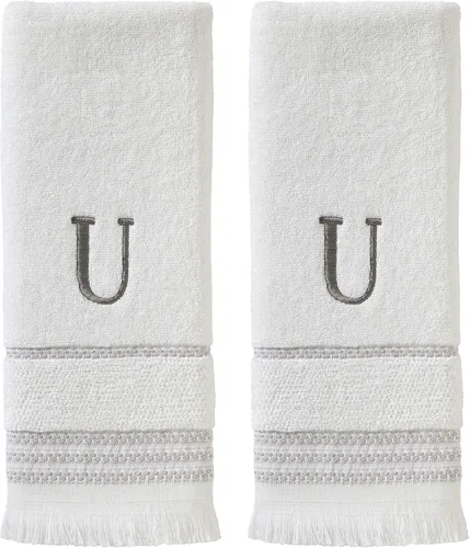 Miniatura 57 de SKL Home Toalla de baño casual con monograma, S, 28 x 54 pulgadas, color blanco