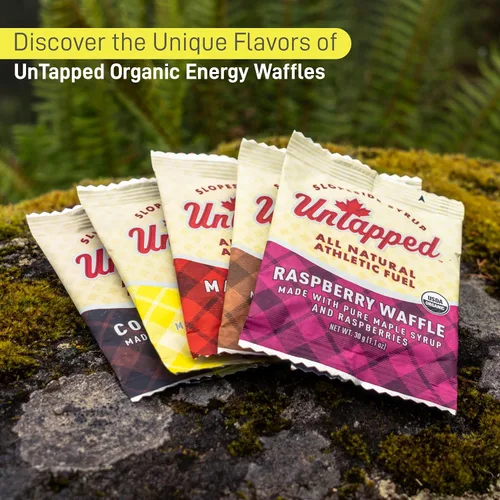 Miniatura 4 de UnTapped Waffles orgánicos de limón de 1.1 oz cada uno, caja de 16 – Snacks deportivos de resistencia endulzados con jarabe de arce real y limones