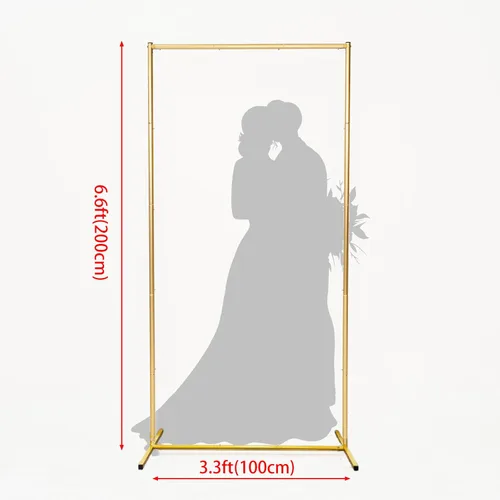 Miniatura 2 de Soporte de arco de globo cuadrado para boda Harfirbe, soporte de fondo dorado de 6.6 x 3.3 pies de metal, marco de fiesta para ceremonia de boda