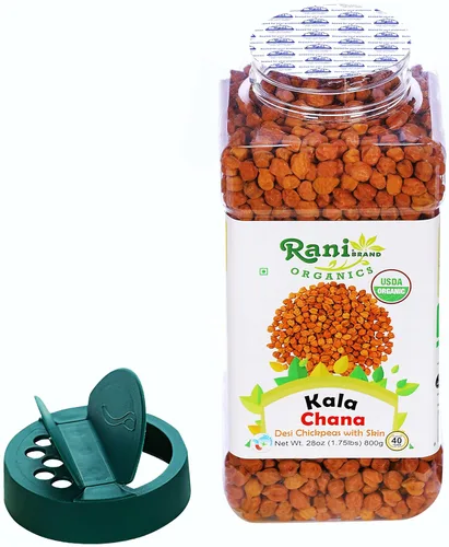 Miniatura 6 de Rani Organic Kala Chana (Garbanzos Desi con Piel) Tarro PET de 28 onzas (28.22 oz), totalmente natural, vegano, apto para gluten, sin OMG, origen