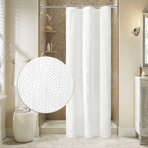Miniatura 14 de Gibelle Cortina de ducha para baño, cortina de ducha de tela texturizada en relieve 3D, moderno juego de cortina de ducha de tela suave, 72 x 72