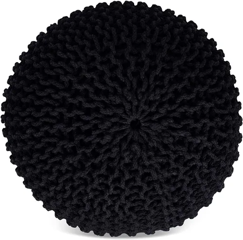 Miniatura 3 de FRELISH DECOR - Puf redondo otomano tejido a mano, 100% algodón, puf de punto, silla de suelo para sala de estar, reposapiés de dormitorio para sofá