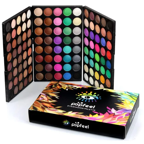 Pure Vie - Paleta de sombra de ojos de 120 colores, profesional de larga duración, impermeable, mate, altamente pigmentos, brillantes, brillantina,