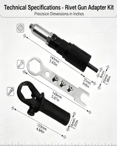 Miniatura 5 de Kit adaptador de pistola de remache eléctrica profesional, adaptador de pistola de remache eléctrica de grado profesional con mango extraíble, 4