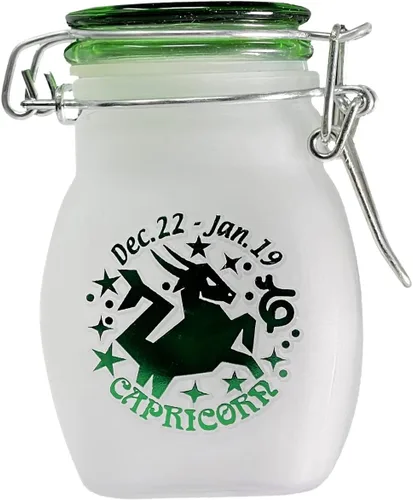 Miniatura 3 de Frasco de Almacenamiento de Vidrio Hermético a Prueba de Olores del Signo del Zodiaco, Cuarto de Onza (125ml), 3.25'' (Signo Astrológico de Acuario)