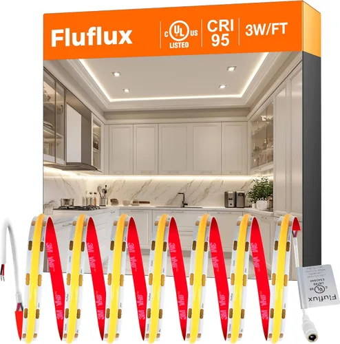 Miniatura 13 de Tira de luces LED COB 2700K, cinta de luz flexible premium de 24V CC con fuerte cinta VHB de 3M, CRI 95, certificación UL, cortable, regulable