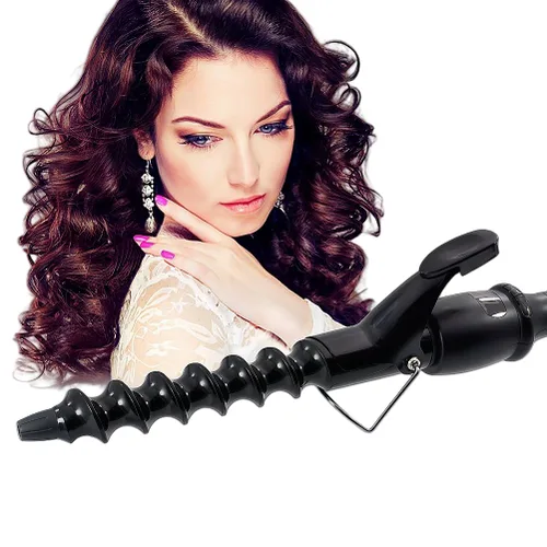 Miniatura 3 de Rizador de pelo en espiral de 0.984 in, rizador de playa, rizador para cabello corto y largo, pantalla LCD, pinzas para rizar
