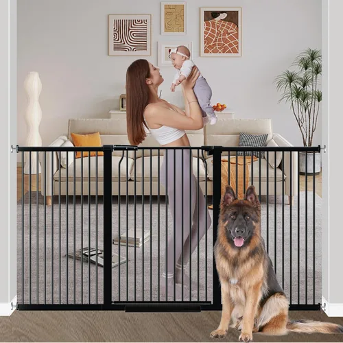 Miniatura 17 de Puerta de bebé extra alta de 40.55" para escaleras - 40.6"-54.7" de ancho 1.37" de espaciado ultra estrecho Puerta extra ancha para gatos y perros