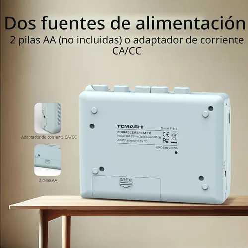 Miniatura 3 de Reproductor de Casete Portátil Walkman con Grabadora Integrada, Altavoz, Micrófono, Jack para Auriculares, 4.57 x 3.54 x 1.38 pulgadas (Azul)