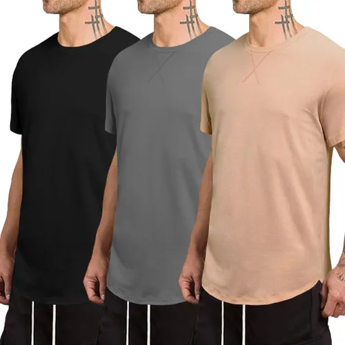 Miniatura 2 de Paquete de 3 camisetas de cuello redondo para hombre, de algodón, hipster, hip hop, clásica
