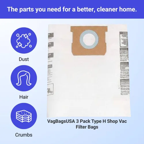 Miniatura 2 de Paquete de 10 bolsas de repuesto para recolección de polvo de eficiencia estándar para Shop-Vac tipo H, 90671, 9067100, 9067108, 9067111, 9067127