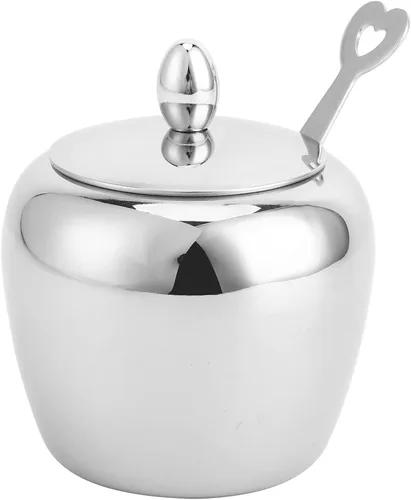 Azucarero, azucarero con tapa y cuchara, dispensador de azúcar, recipiente dispensador de azúcar, tarro de condimento de acero inoxidable para